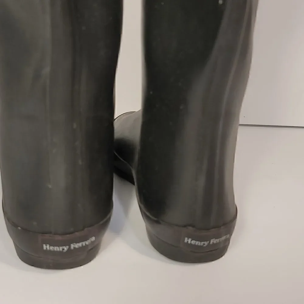 Henry Ferrera Tall Blk/Red Drawstring Rain Boots Ladies Size 8